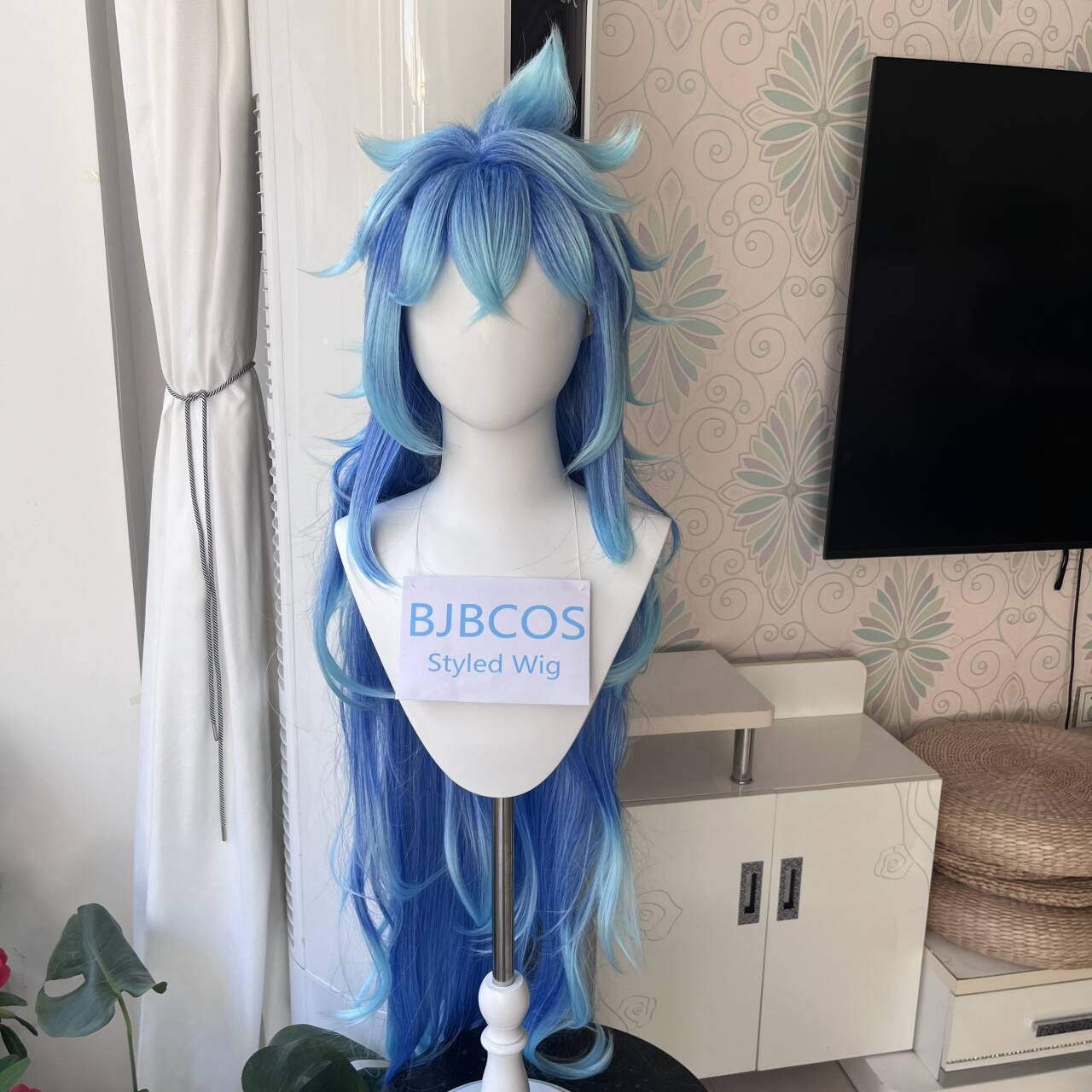 Anime Cosplay Blue Hair - Parrucca Stilizzata Idia Cosplay Anime Twisted